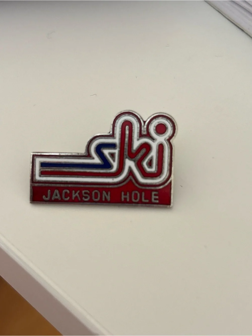 Jackson Hole Ski Enamel Pin - Red, White & Blue